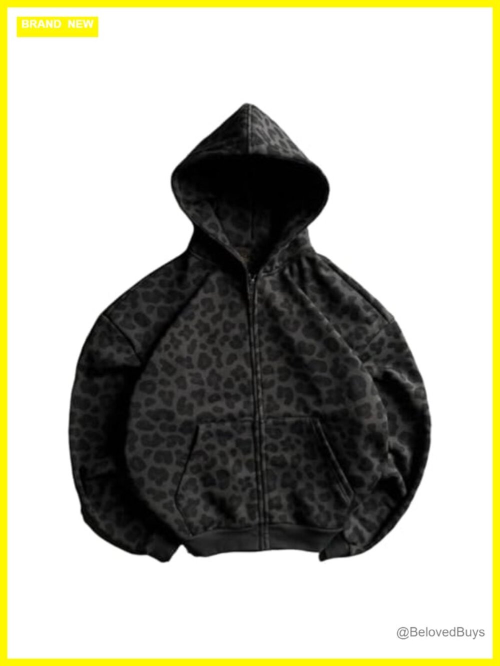 Y2k Grunge Leopard Zip Up Hoodie Oversized Streetwear Goth Hoodie Women